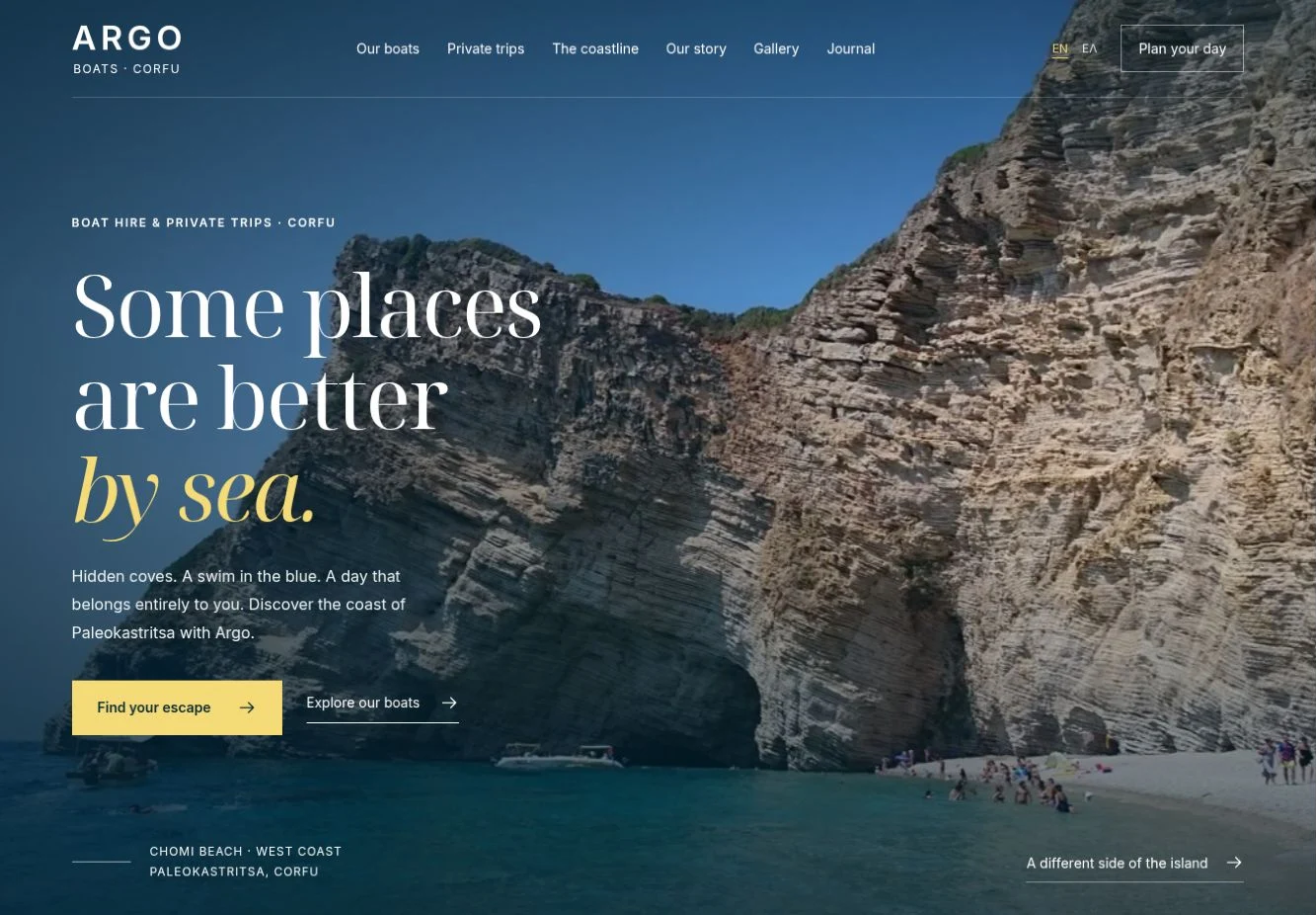 Στιγμιότυπο ιστοσελίδας Argo Boats Corfu
