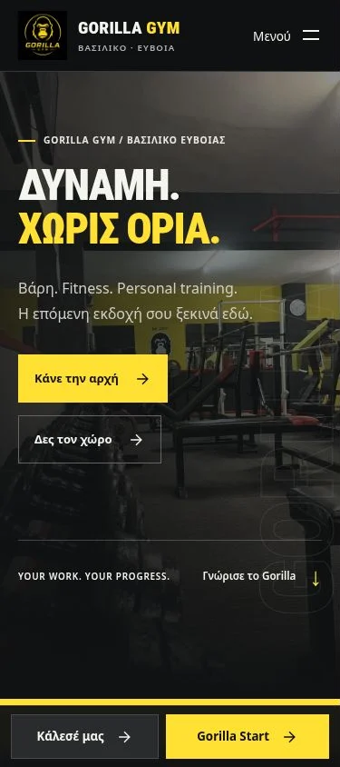 Gorilla Gym — παρουσίαση σε κινητό